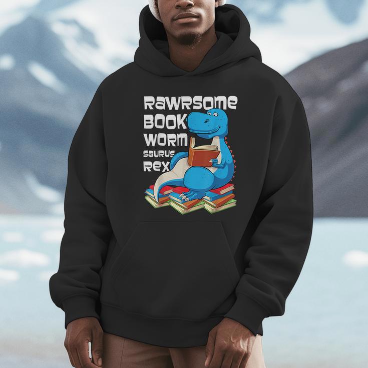 Rawrsome Bookworm Dinosaur T-Rex Book Reading Boys Unisex Hoodie
