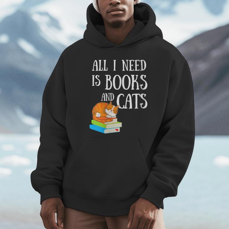 Reader All I Need Is Books And Cats Cat Lover Kitten Reading Unisex Hoodie Reader All I Need Is Books And Cats Cat Lover Kitten Reading Unisex Hoodie