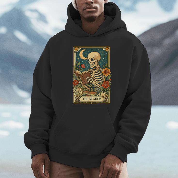 The Reader Skeleton Reading Books Tarot Card Dark Academia Unisex Hoodie The Reader Skeleton Reading Books Tarot Card Dark Academia Unisex Hoodie