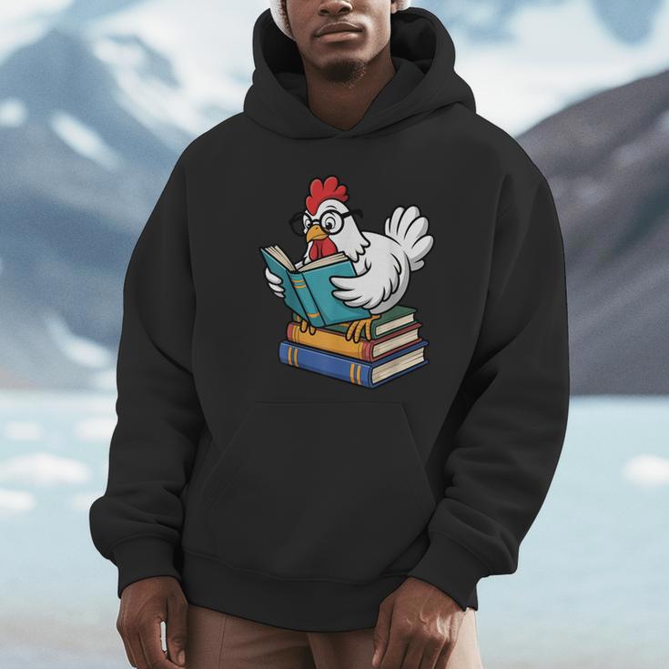 Reading Chicken Bookworm Cute Chicken With Glasses Books Unisex Hoodie Reading Chicken Bookworm Cute Chicken With Glasses Books Unisex Hoodie