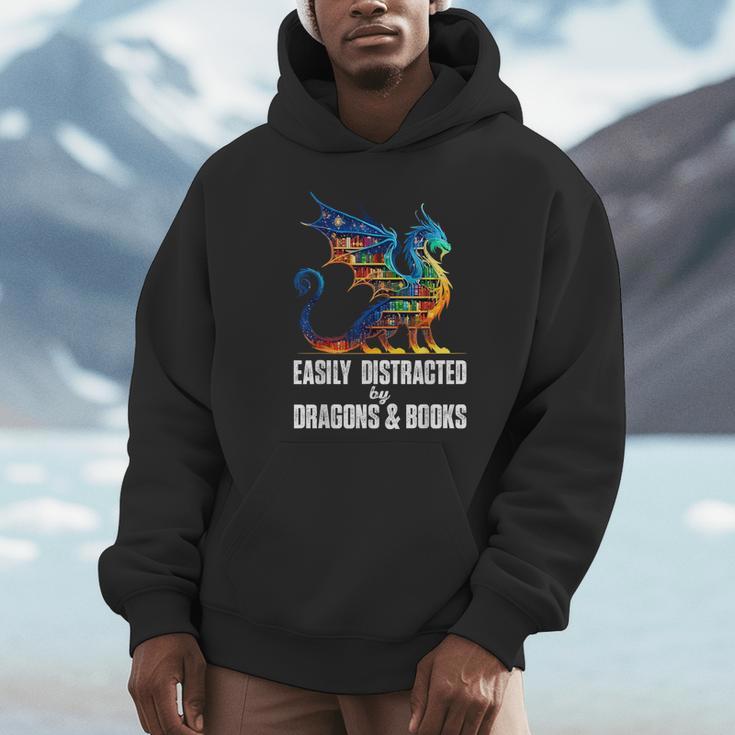 Reading Lover Easily Distracted By Dragons And Books Dragon Unisex Hoodie