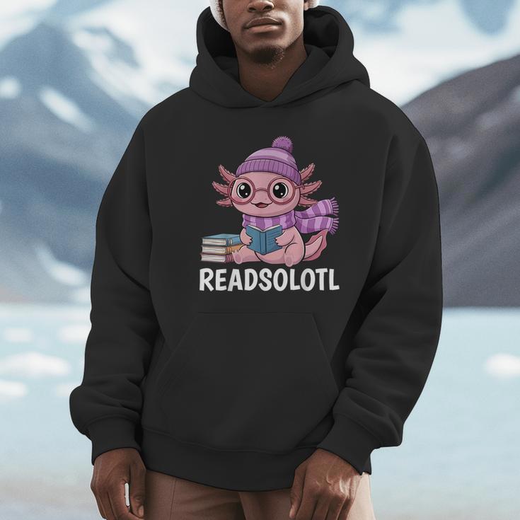 Readsolotl Cute Pink Kawaii Axolotl Reading Book Lover Unisex Hoodie