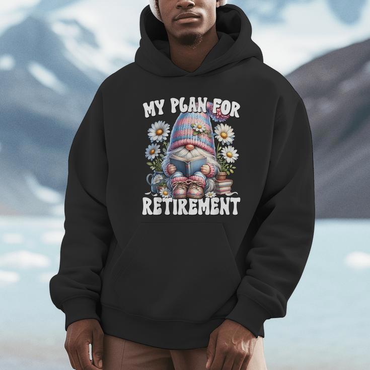 Retired Teacher Gnome Reading A Book Retirement Plan Unisex Hoodie