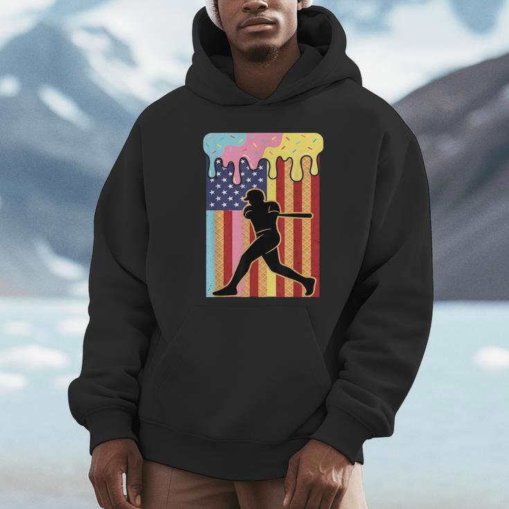 Retro Baseball Drip Boys Ice Cream Patriotic American Flag Unisex Hoodie Retro Baseball Drip Boys Ice Cream Patriotic American Flag Unisex Hoodie