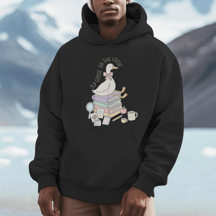 Retro Book SLP Goose On The Loose Speech Language Pathology Unisex Hoodie