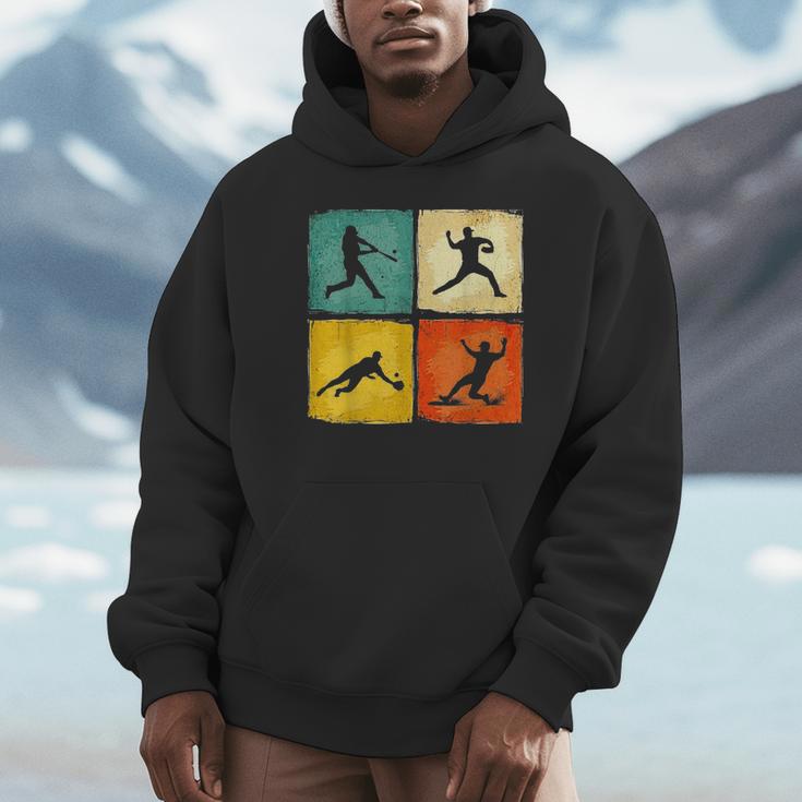 Retro Style Baseball Lover Playing Men Women Kids Baseball Unisex Hoodie
