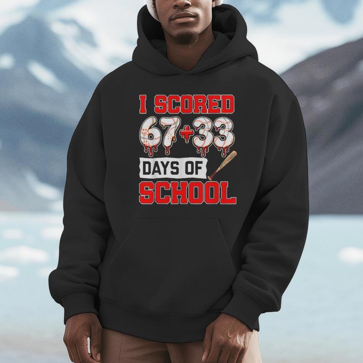 I Scored 6733 100th Days Of School Baseball Six Seven Meme Unisex Hoodie