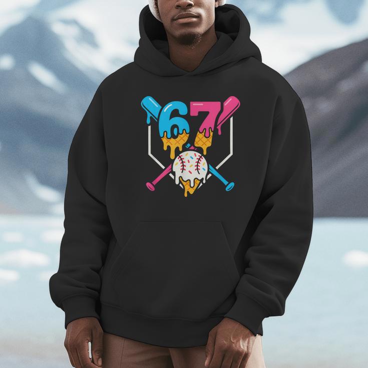 Six Seven Baseball Ice Cream Drip Cool 67 Gen Alpha Slang Unisex Hoodie