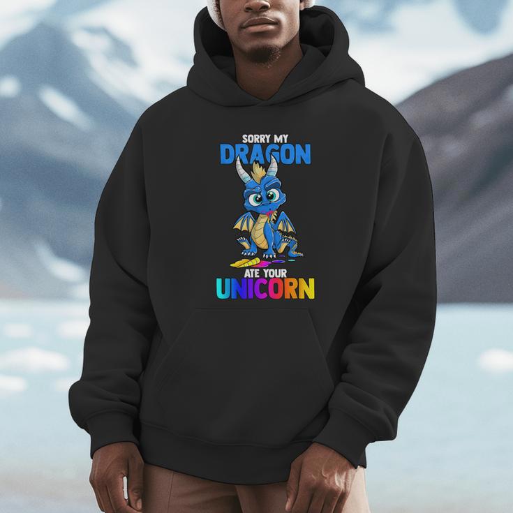 Sorry My Dragon Ate Your Unicorn Cute Book Lover Unisex Hoodie
