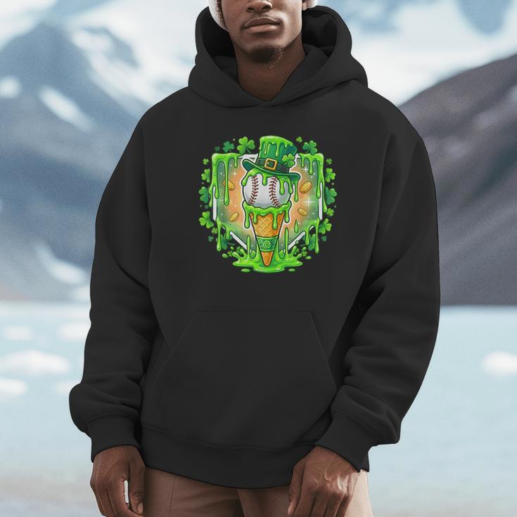 St Patrick Day Baseball Drip Ice Cream Baseball Home Plate Unisex Hoodie St Patrick Day Baseball Drip Ice Cream Baseball Home Plate Unisex Hoodie