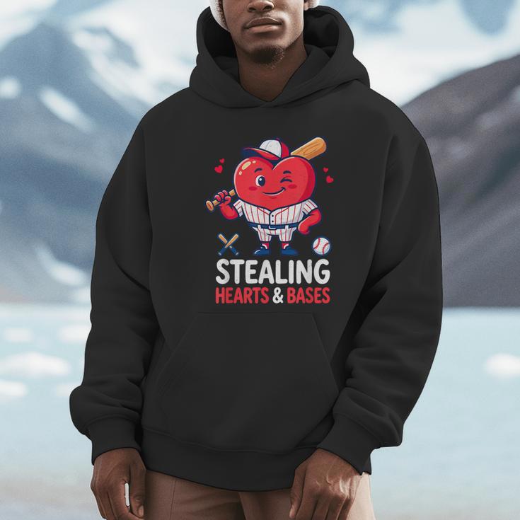 Stealing Hearts And Bases Baseball Player Valentine's Day Unisex Hoodie