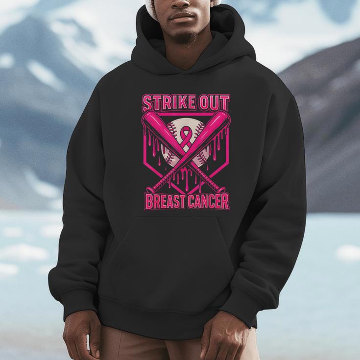 Strike Out Breast Cancer Baseball Ice Cream Drip Unisex Hoodie Strike Out Breast Cancer Baseball Ice Cream Drip Unisex Hoodie