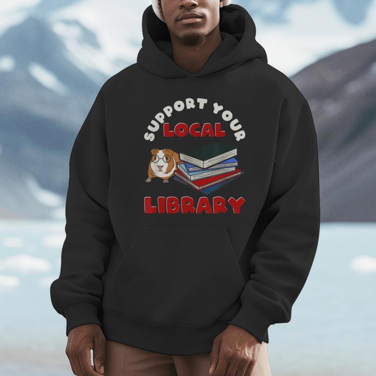 Support Your Local Library Guinea Pig Book Reader Unisex Hoodie