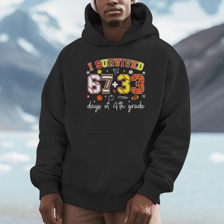 I Survived 6733 Days Of 4th Grade Baseball Football 100 Day Unisex Hoodie I Survived 6733 Days Of 4th Grade Baseball Football 100 Day Unisex Hoodie