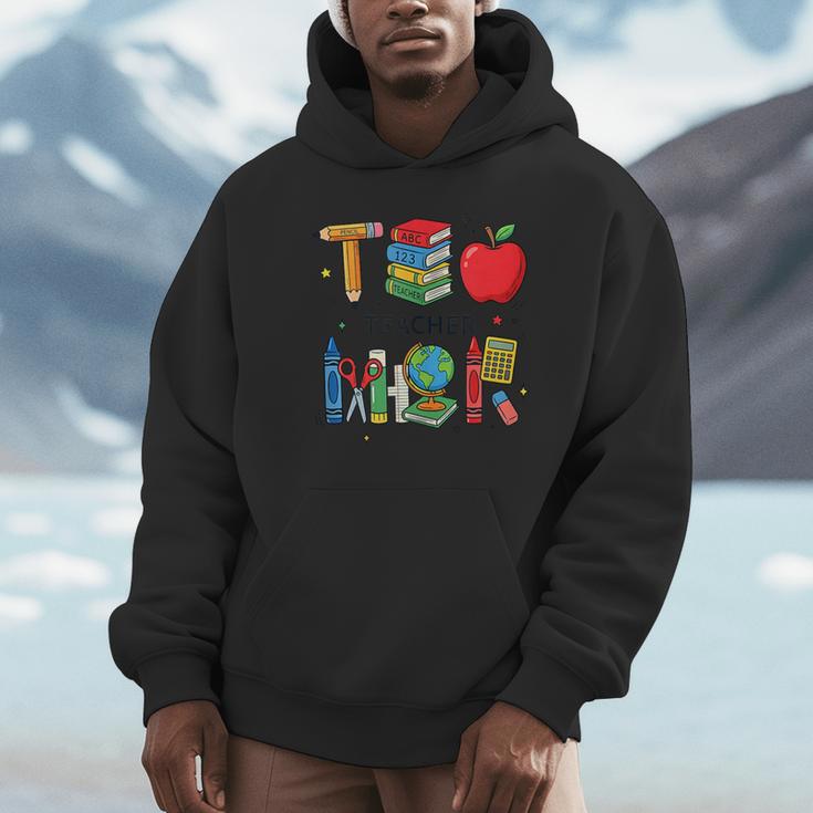 Teacher School Supplies Apple Books Pencil Globe Crayon Unisex Hoodie