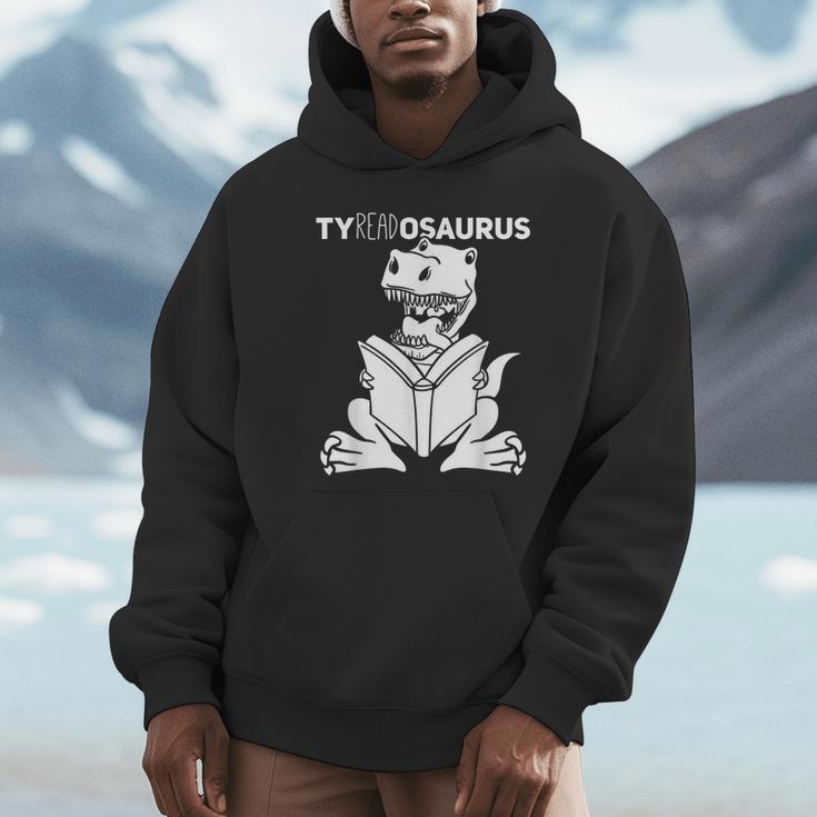 Teachersaurus Dinosaur Reading Book Reader Men Women Kids Unisex Hoodie