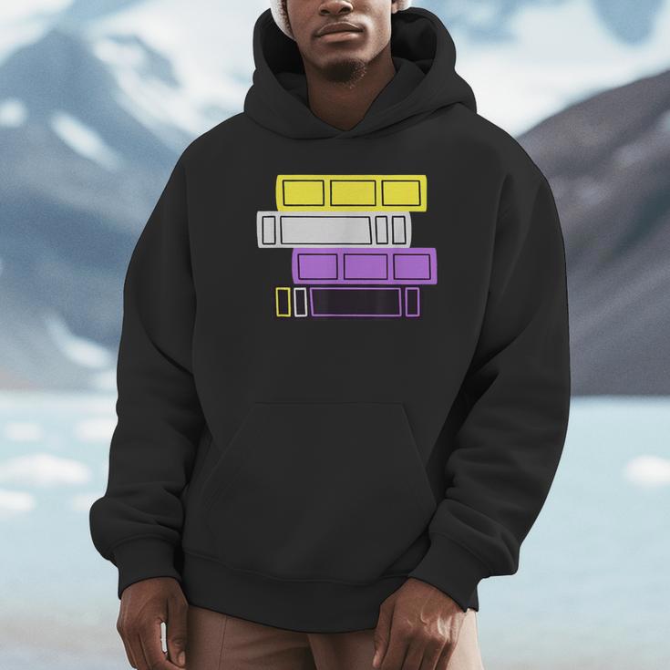 Threadless Grey Sky Chai Nonbinary Pride Book Stack Graphic Unisex Hoodie