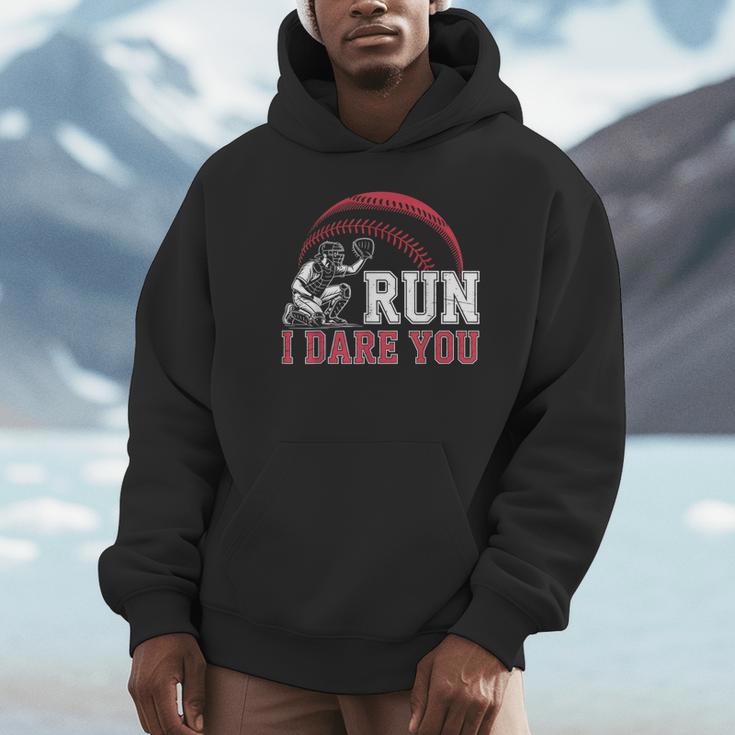 Vintage Humor Baseball Apparel Run I Dare You Unisex Hoodie Vintage Humor Baseball Apparel Run I Dare You Unisex Hoodie