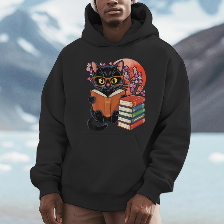 Vintage Japanese Cat Book Lovers Librarian Dad Teacher Unisex Hoodie Vintage Japanese Cat Book Lovers Librarian Dad Teacher Unisex Hoodie