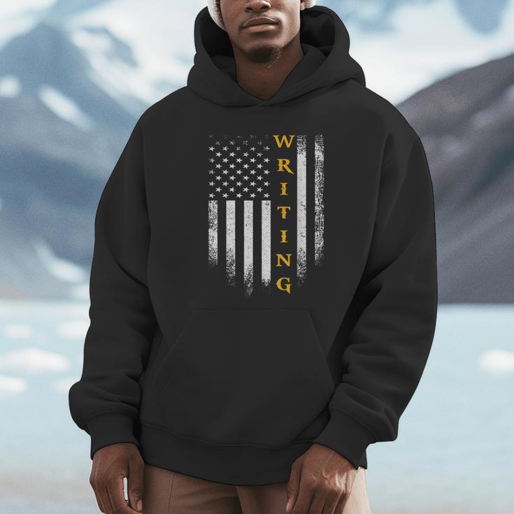Vintage USA American Flag Writing Book Write Writer Women Kids Men Unisex Hoodie