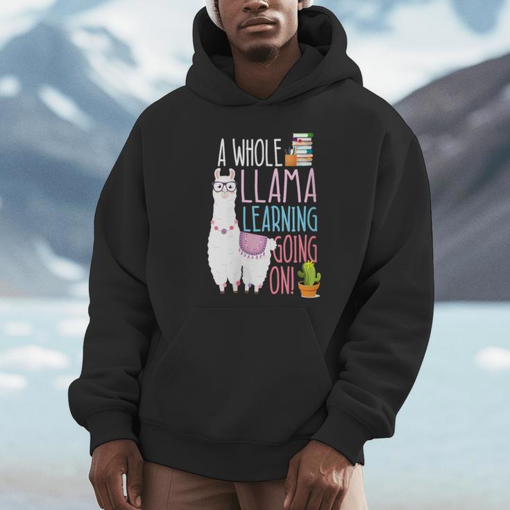 A Whole Llama Learning Going On Book Reading School Llama Unisex Hoodie A Whole Llama Learning Going On Book Reading School Llama Unisex Hoodie