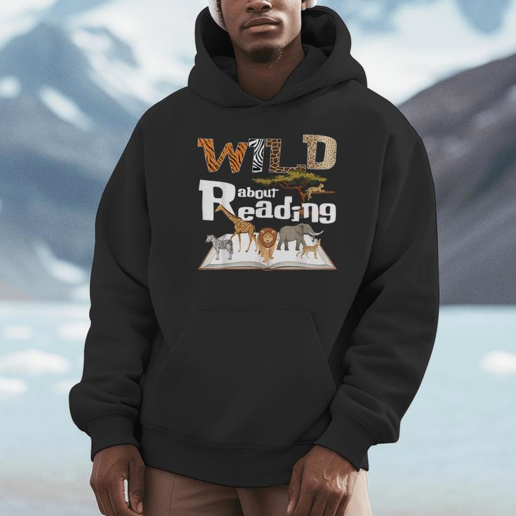 Wild About Reading Animals And Book Lovers Teacher Kids Unisex Hoodie Wild About Reading Animals And Book Lovers Teacher Kids Unisex Hoodie