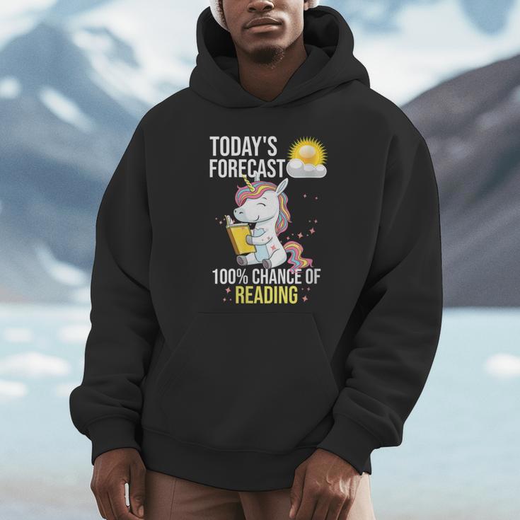 Women's 100 Chance Of Reading Book Lover Unicorn Unisex Hoodie