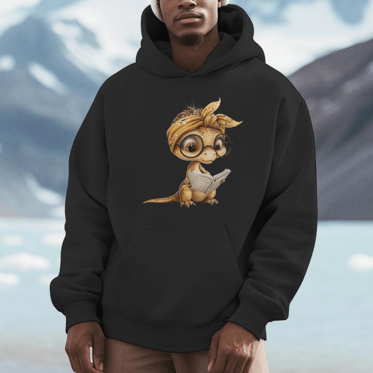 Women's Baby Lizard Small Book Reading Reptile Graphic Portrait Unisex Hoodie Women's Baby Lizard Small Book Reading Reptile Graphic Portrait Unisex Hoodie