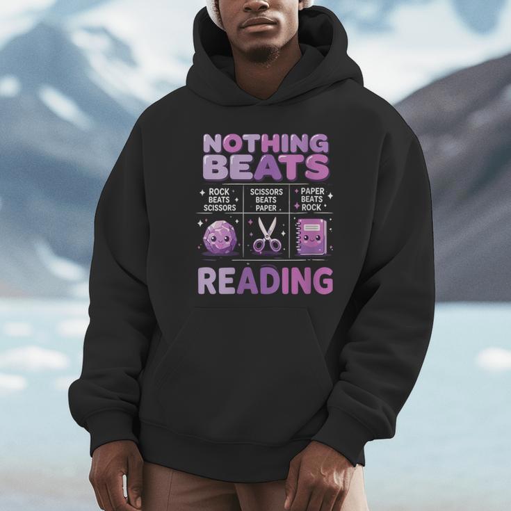 Women's Nothing Beats Reading Rock Paper Scissors Book Lover Unisex Hoodie