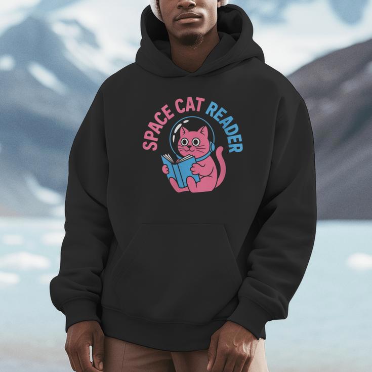Women's Space CAT Reader Pink Helmet Blue Book Nerd Galaxy Kitty Unisex Hoodie