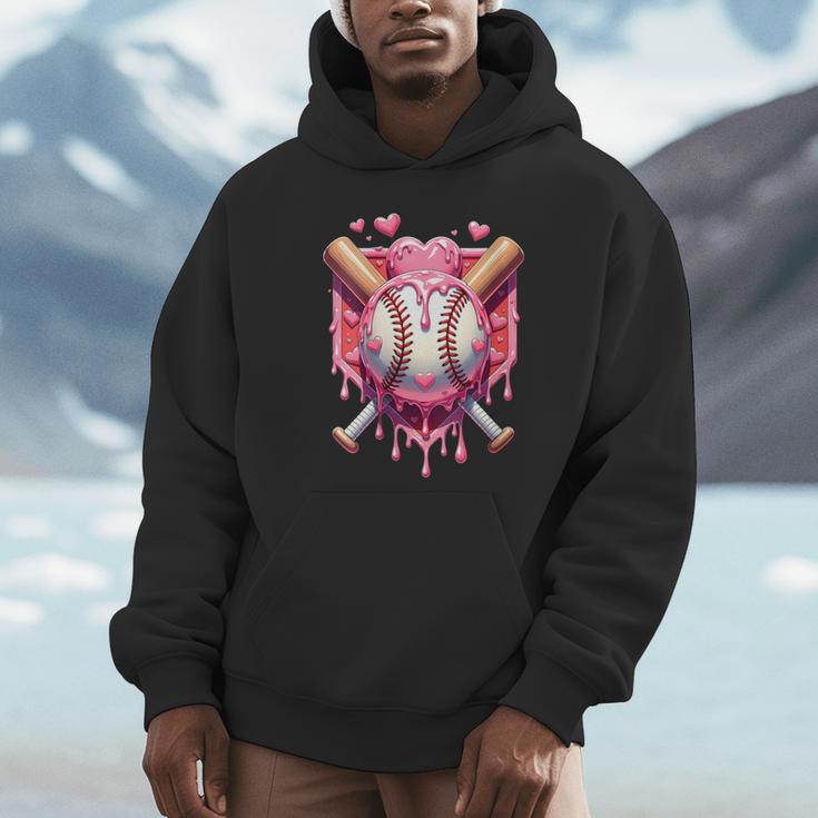 Women's Valentines Day Baseball Boys Ice Cream Drip Heart Youth Kids Unisex Hoodie Women's Valentines Day Baseball Boys Ice Cream Drip Heart Youth Kids Unisex Hoodie