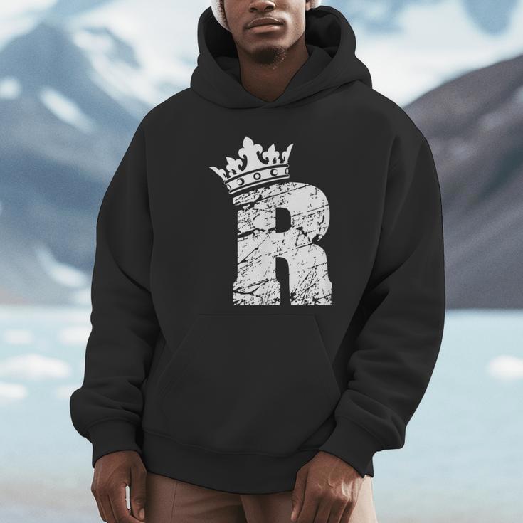 アルファベットtシャツ イニシャル文字 R & キング クイーン クラウン パーカー