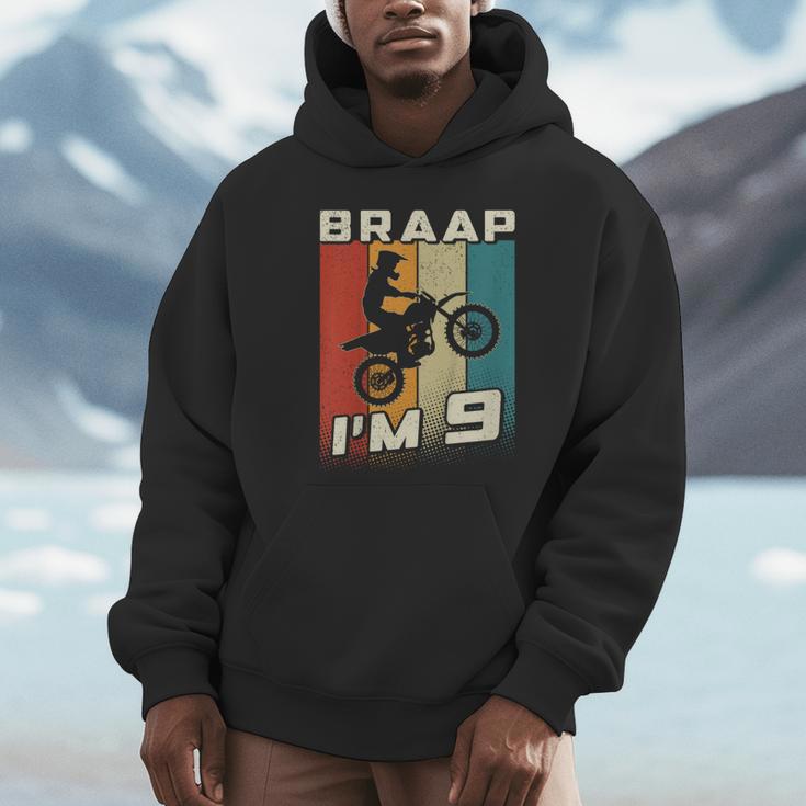 キッズ Braap I'm 9 ダートバイク 誕生日 9 Mx 9歳の誕生日 モトクロス パーカー