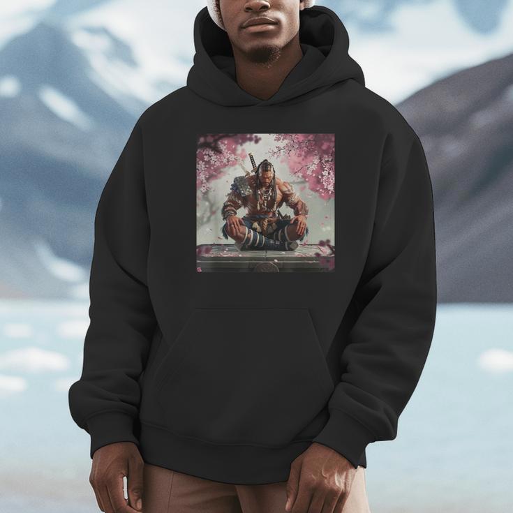 サムライ アフロ アフリカ 瞑想 桜の下 パーカー