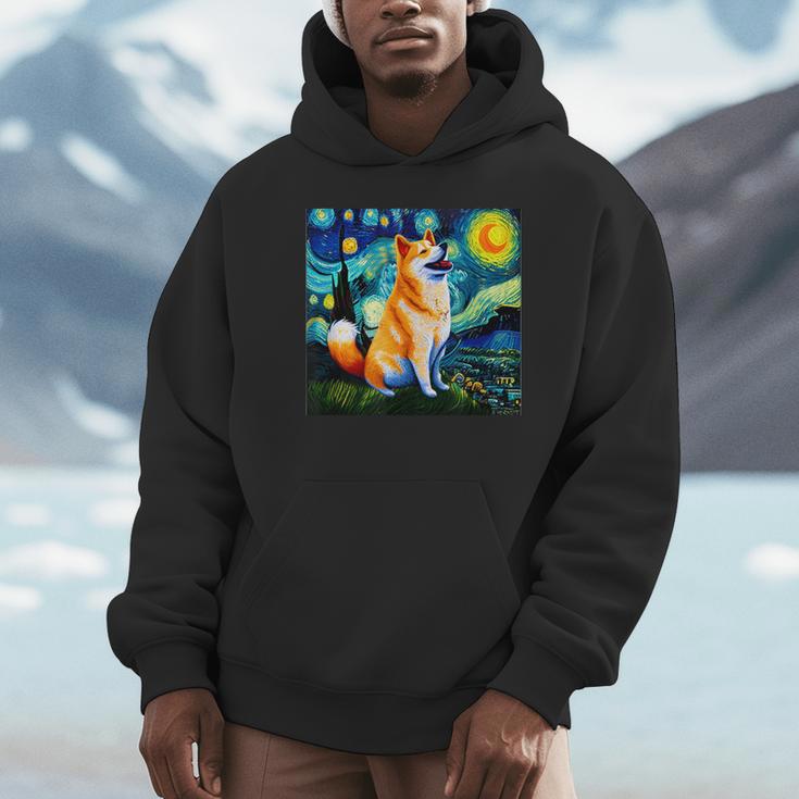 シバイヌ 面白いtシャツ 柴犬 犬 ゴッホ 星月夜 かわいい メンズ 子供 おもしろ 服 グッズ ネタ パーカー