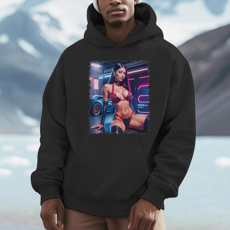 セクシーガールグラフィックtシャツ セクシーラティーナビキニモデル&スポーツカー パーカー