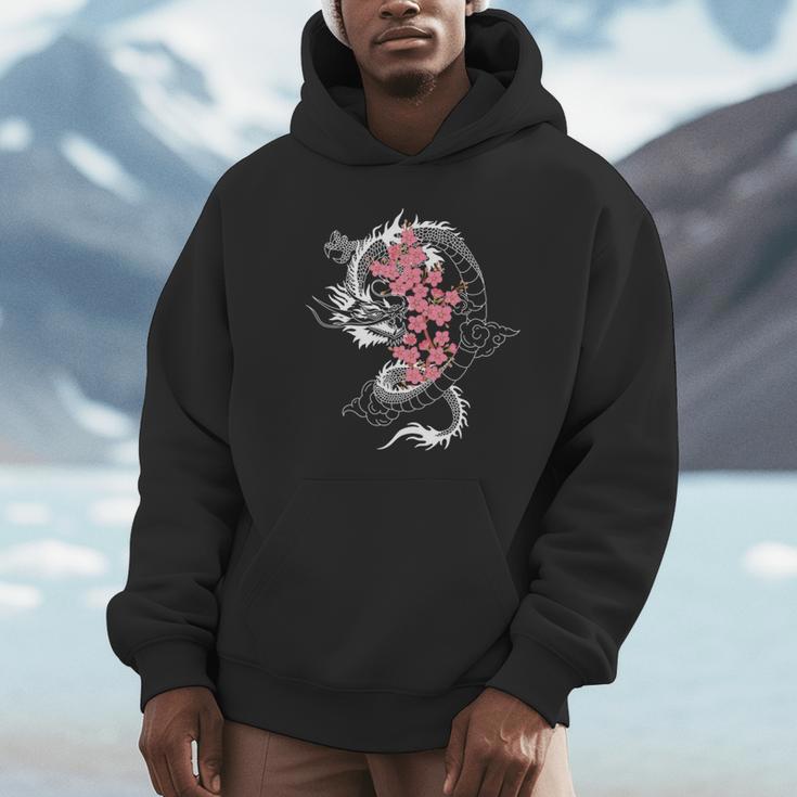 龍 日本の桜文化 長袖tシャツ パーカー