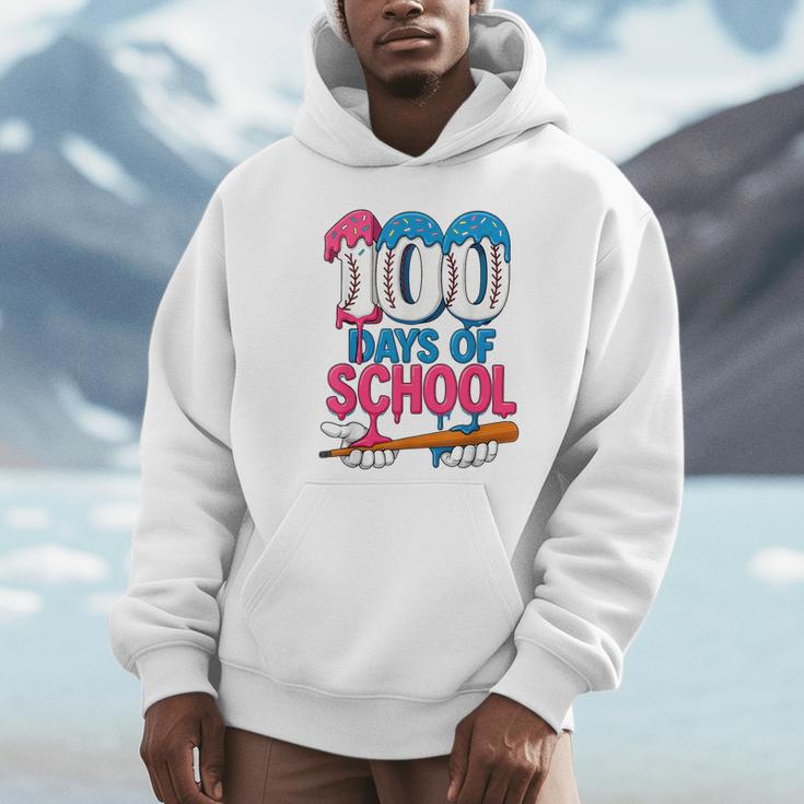 100 Days Of School Baseball Drip Bat 100th Day Of School Boy Unisex Hoodie 100 Days Of School Baseball Drip Bat 100th Day Of School Boy Unisex Hoodie