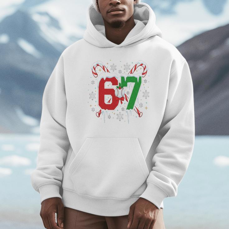 67 Baseball Christmas Candy Cane Snowflake Holiday Sports Unisex Hoodie 67 Baseball Christmas Candy Cane Snowflake Holiday Sports Unisex Hoodie