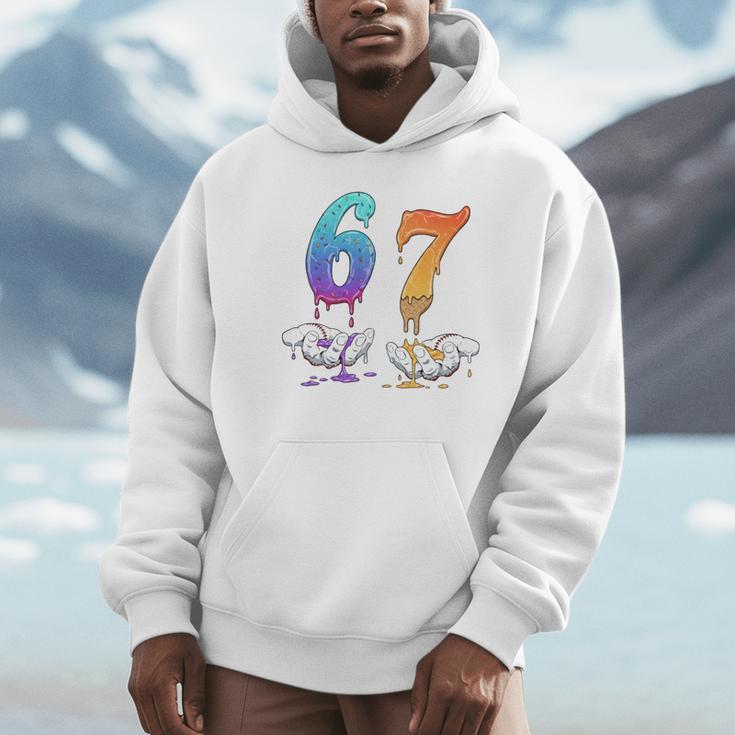 67 Meme Baseball Kids Girls Humor Number 6 7 Unisex Hoodie