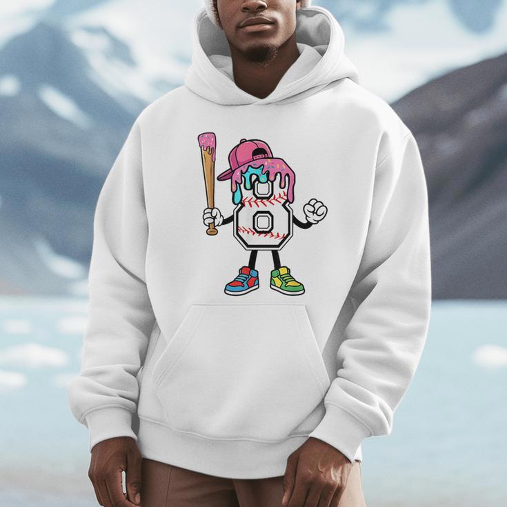 8th Birthday Baseball Ice-Cream Drip 8 Years Old Boys Girls Unisex Hoodie