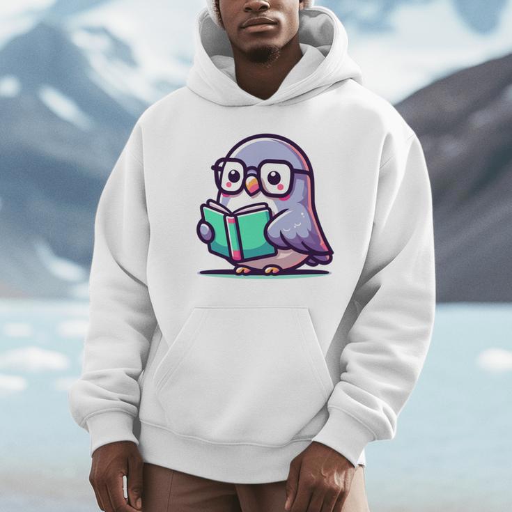 Adorable Book Lover Pigeon With Reading Glasses Cute Unisex Hoodie
