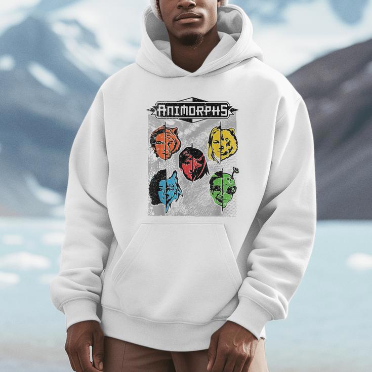 Animorphs Split Face Character Colorful Grid Book Series Unisex Hoodie