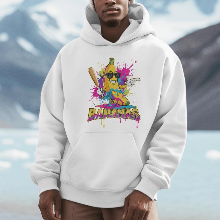 Baseball Banana Splatter Sports Kids Teens Premium Tri-Blend Unisex Hoodie