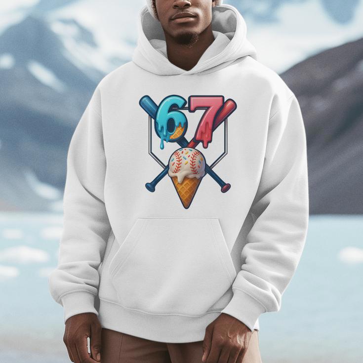Baseball Ice Cream Drip 67 Six Seven Gen Alpha Slang Meme Unisex Hoodie