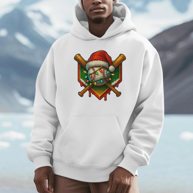 Baseball Xmas Christmas Baseball Ice Cream Drip Boys Unisex Hoodie