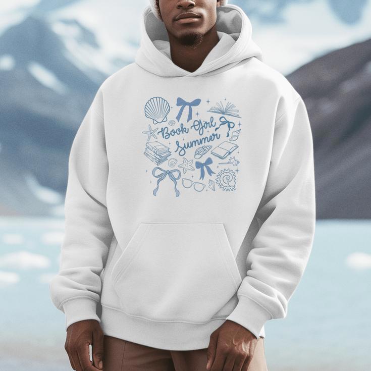 Book Girl Summer Bow Beach Seashell Summer Unisex Hoodie