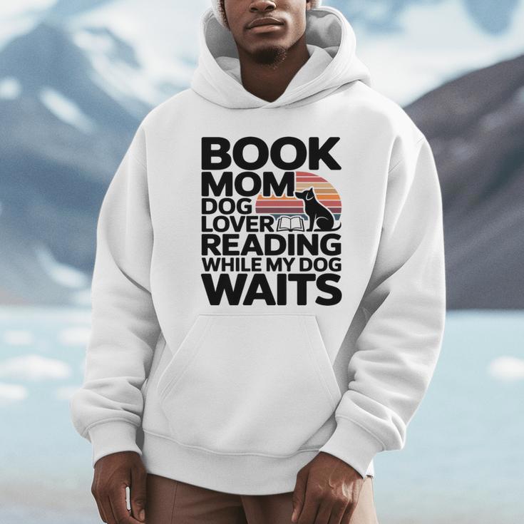 Book Mom Dog Lover Reading While My Dog Waits Premium Tri-Blend Unisex Hoodie