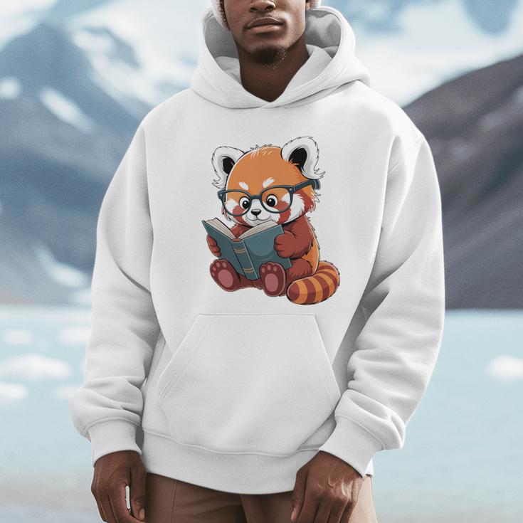 Book Reading Red Panda Reader Animal Cute Red Panda Premium Tri-Blend Unisex Hoodie