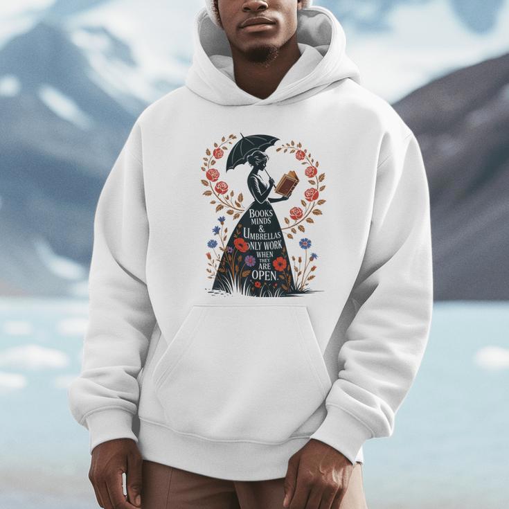 Books Minds Umbrellas Quote Reading Lover Vintage Reader Unisex Hoodie